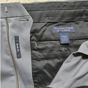 Roundtree & Yorke Classic Fit‎ Flat Front Pleated Men's Dress Pants 44x29 Gray